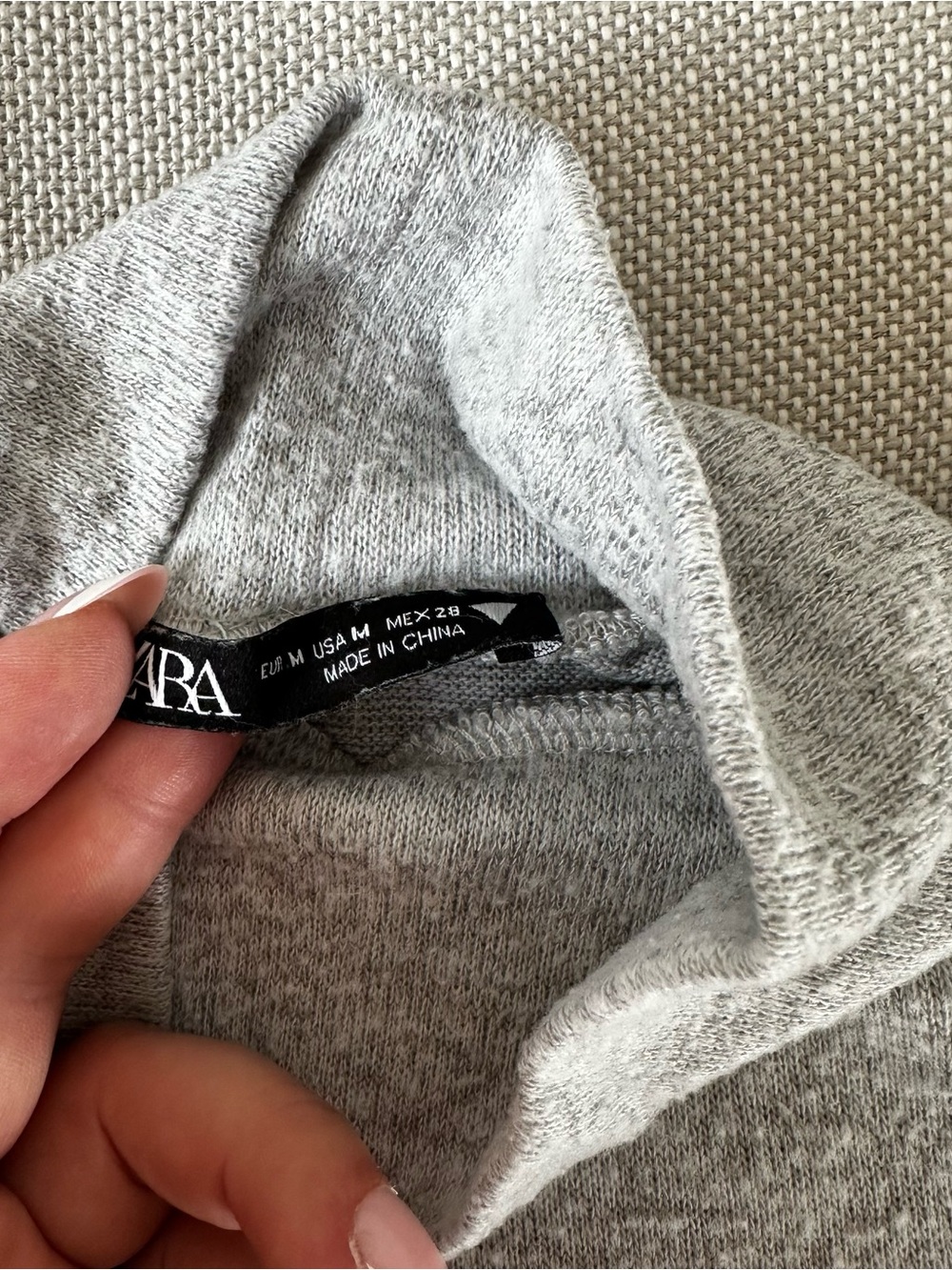 Zara Soft Knit Mock Neck Top | Heather Grey | Medium - Picture 3 of 6